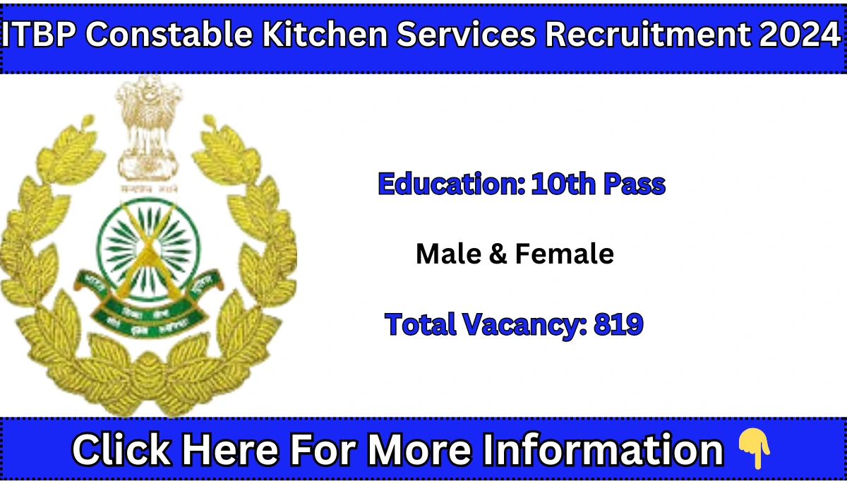 ITBP Constable Kitchen Services Recruitment 2024