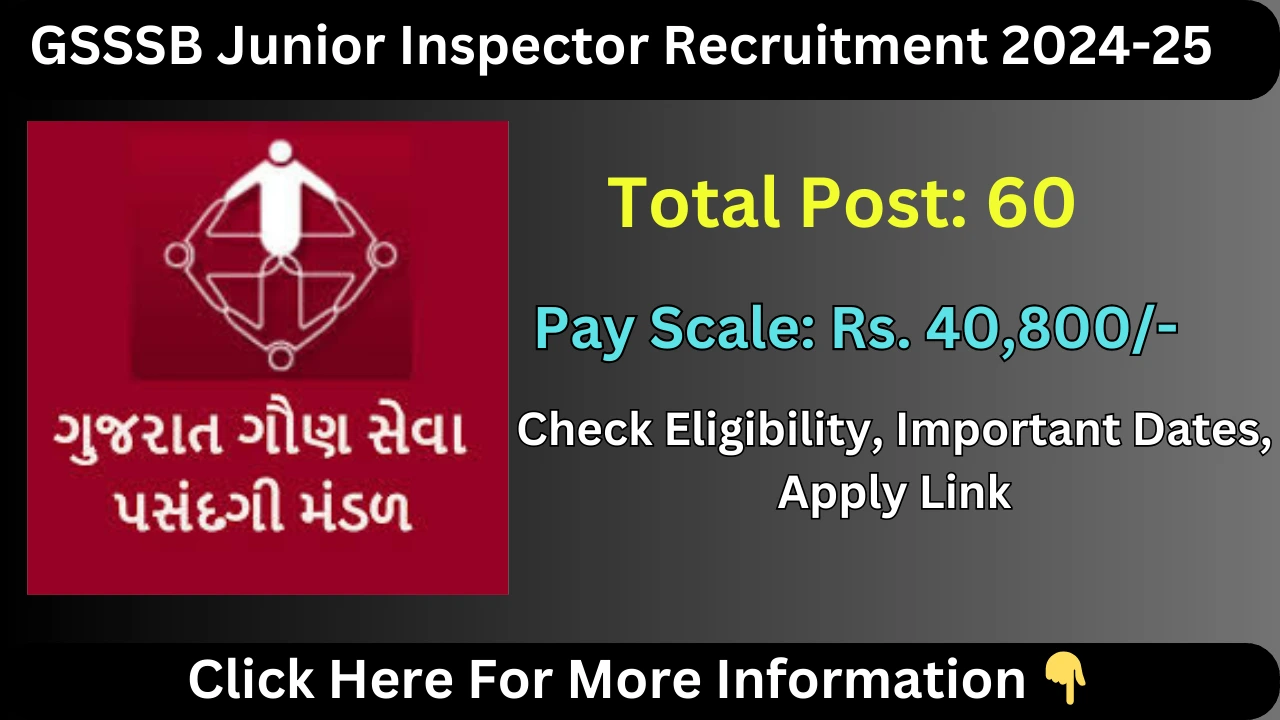 GSSSB Junior Inspector Recruitment 2024-25