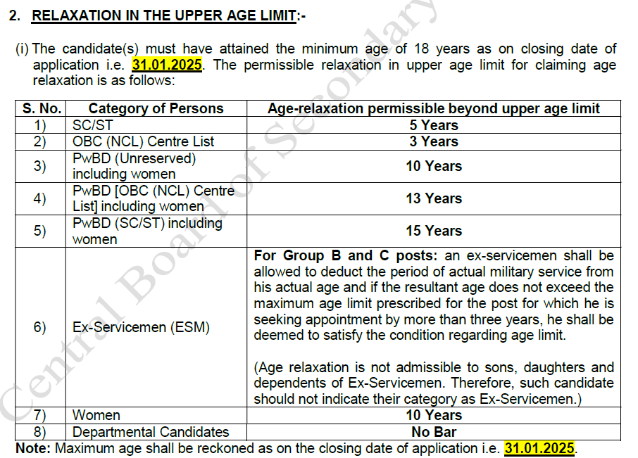 CBSE Recruitment 2025