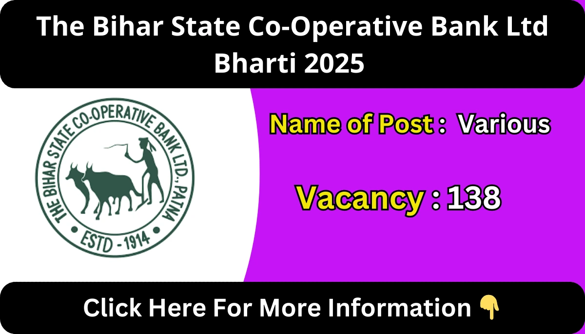 The Bihar State Co-Operative Bank Ltd Bharti 2025