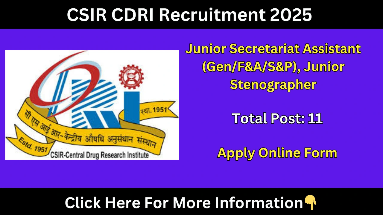 CSIR CDRI Recruitment 2025