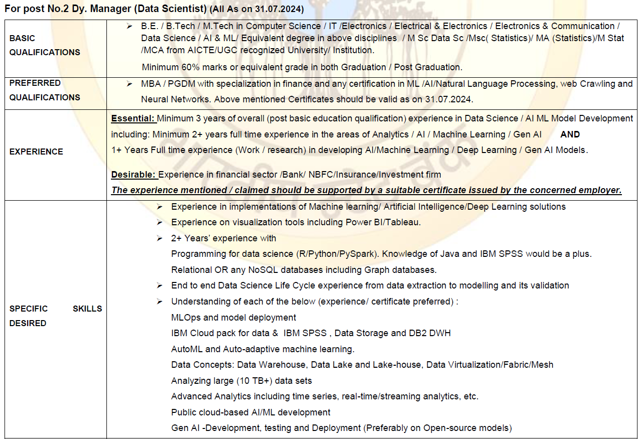 SBI SO Recruitment 2025 - Educational Qualification 