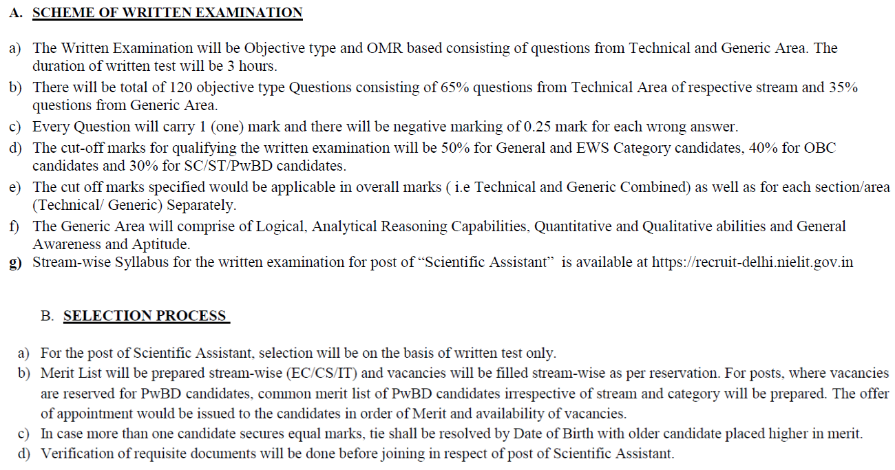 NIELIT Scientific Assistant Recruitment 2025 - Syllabus