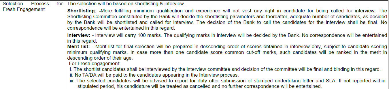 SBI Retired Bank Officers Recruitment 2025 – Selection Process