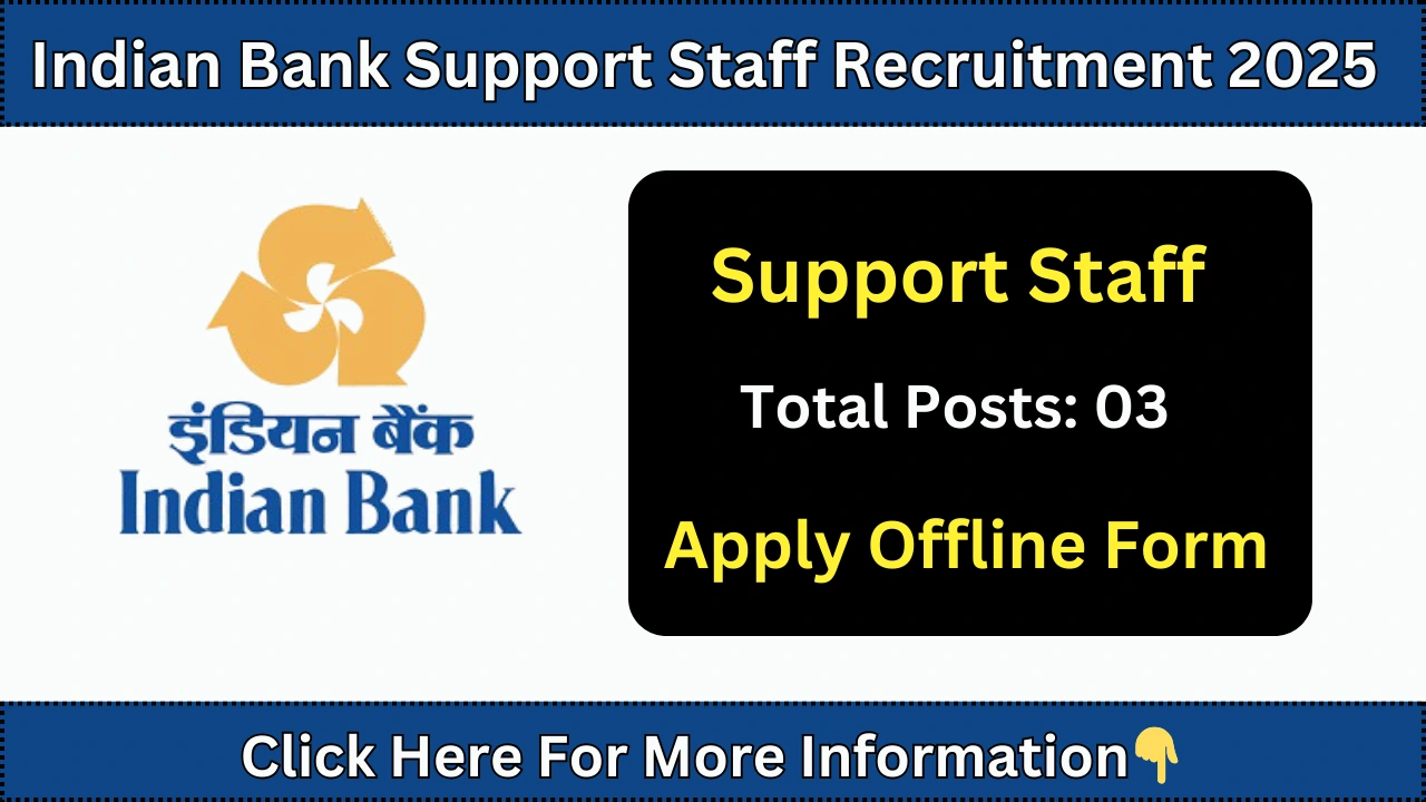 Indian Bank Support Staff Recruitment 2025