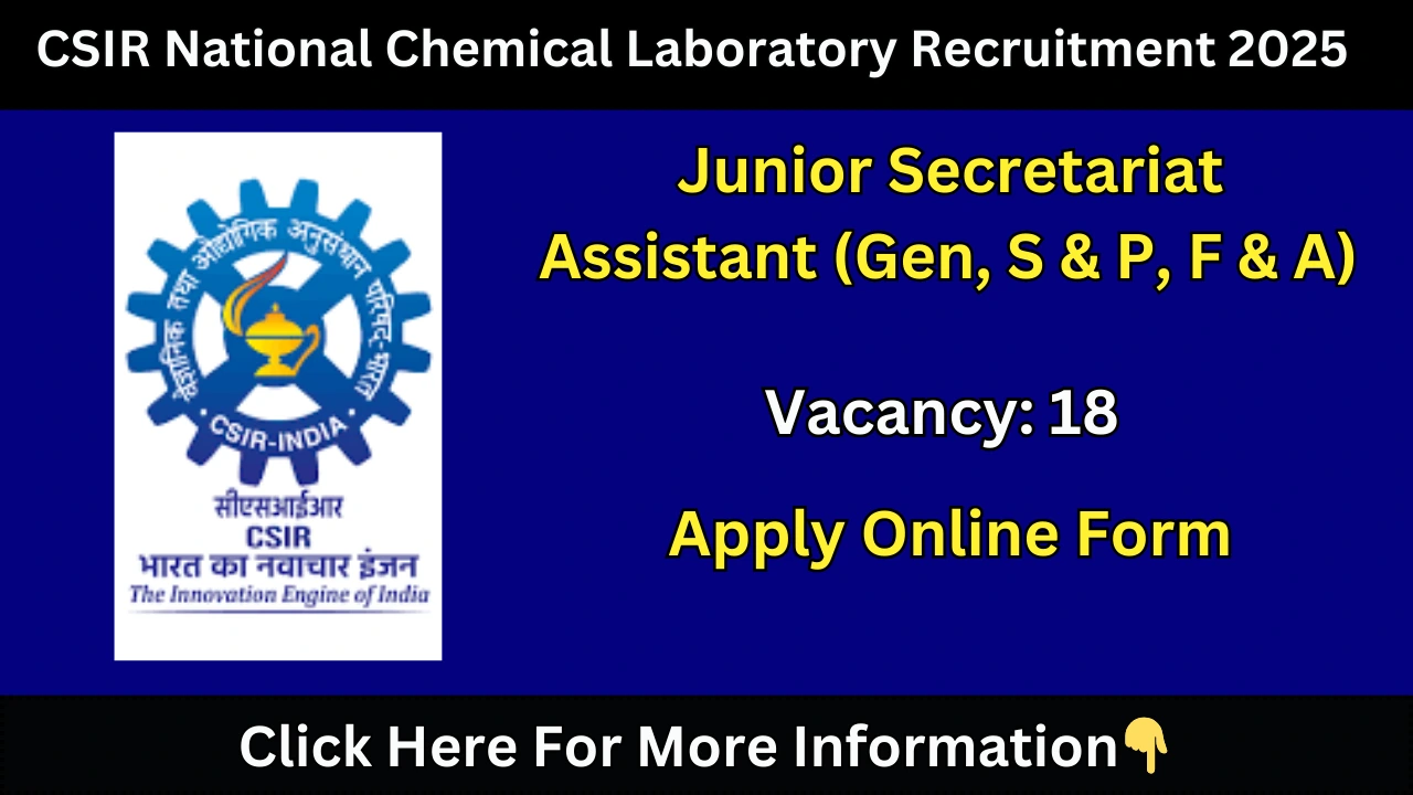 CSIR National Chemical Laboratory Recruitment 2025