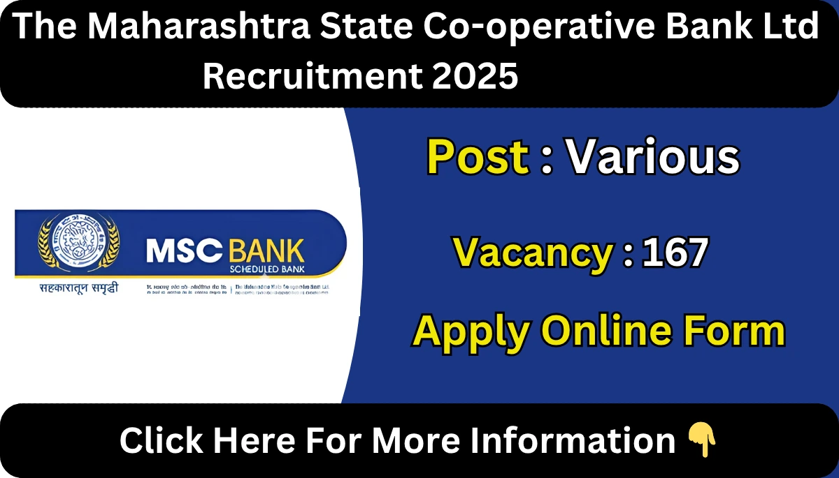 The Maharashtra State Co-operative Bank Ltd Recruitment 2025