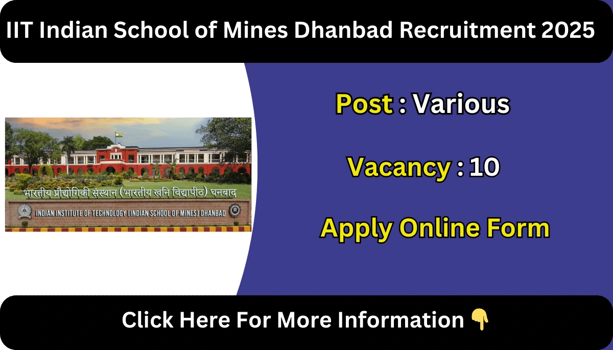 IIT Indian School of Mines Dhanbad Recruitment 2025