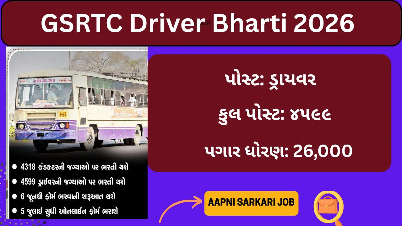 GSRTC Driver Bharti 2026